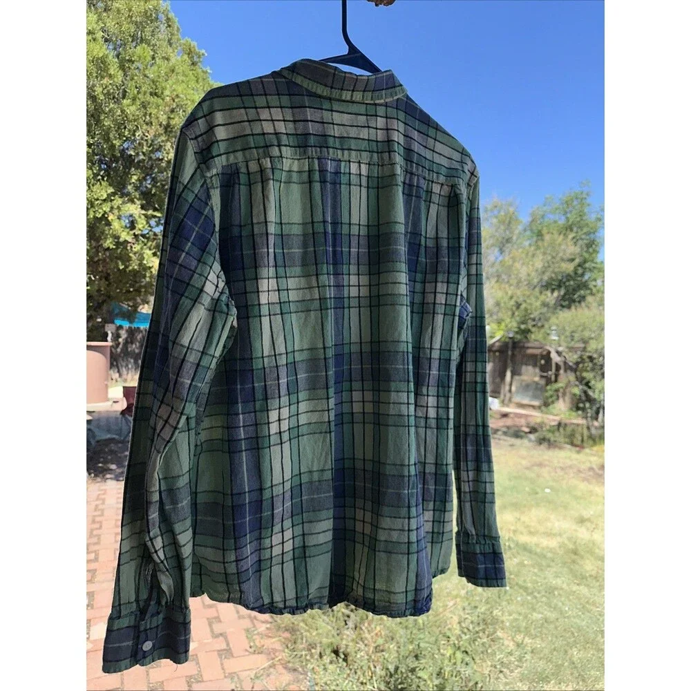 Men’s Levi’s L Button Up Shirt Blue Plaid Cotton Summer Standard San Francisco